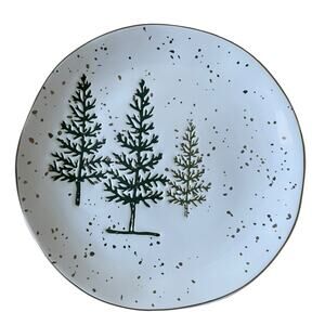 Potter's Studio Christmas Pine Tree Salad Plates 7.5in Green White Set of 3 NEW
